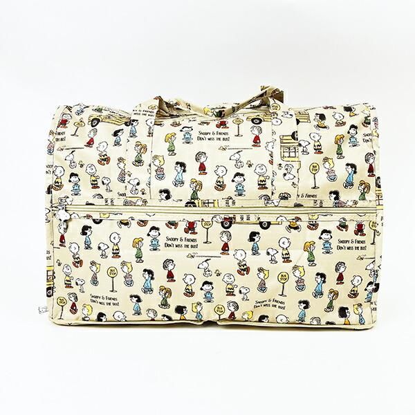 スヌーピー バスストップブラウン 折りたたみボストンバッグ(M