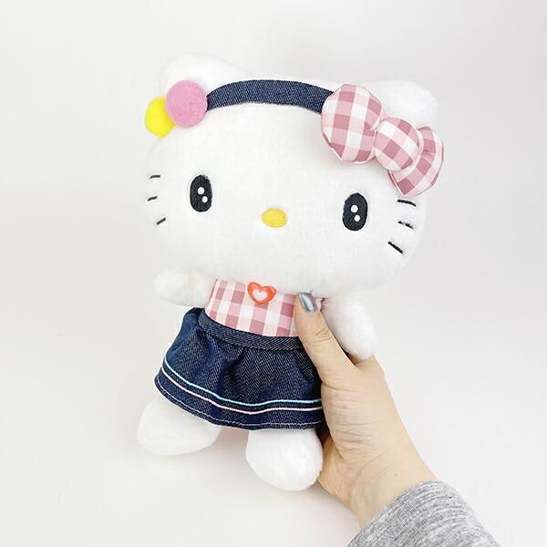 サンリオ ハローキティ ギンガムデニム ぬいぐるみ(S) Sanrio