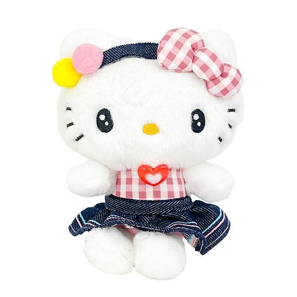 サンリオ ハローキティ ギンガムデニム マスコット ぬいぐるみ Sanrio