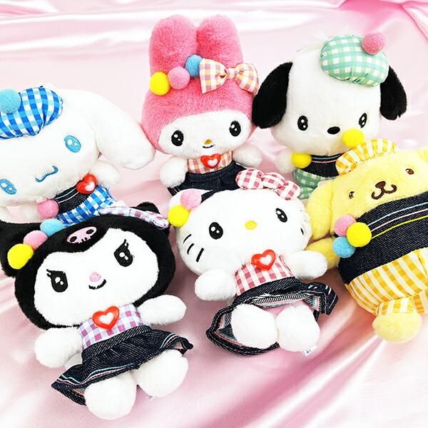 サンリオ ポムポムプリン ギンガムデニム マスコット ぬいぐるみ