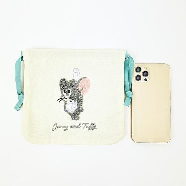 トムとジェリー タフィー サガラ刺繍巾着ポーチ