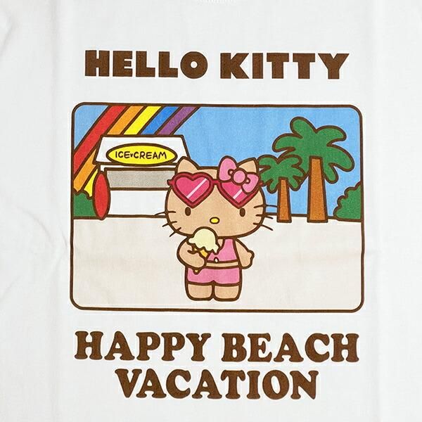 サンリオ ハローキティ 日焼け キティ 半袖Tシャツ(XL) アイス