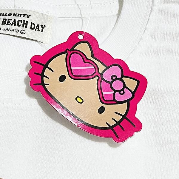 日焼けキティ/ハローキティ Tシャツ ホワイト サンリオ ハローキティ 日焼け キティ 半袖Tシャツ(L) アイス