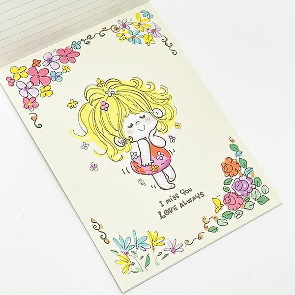 レア♡水森亜土 メモ 水森亜土 メモパッド(シール付き) ホワイト 文具 日本製