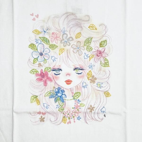 水森亜土 フェイスフラワー 半袖Tシャツ(M) ホワイト アパレル