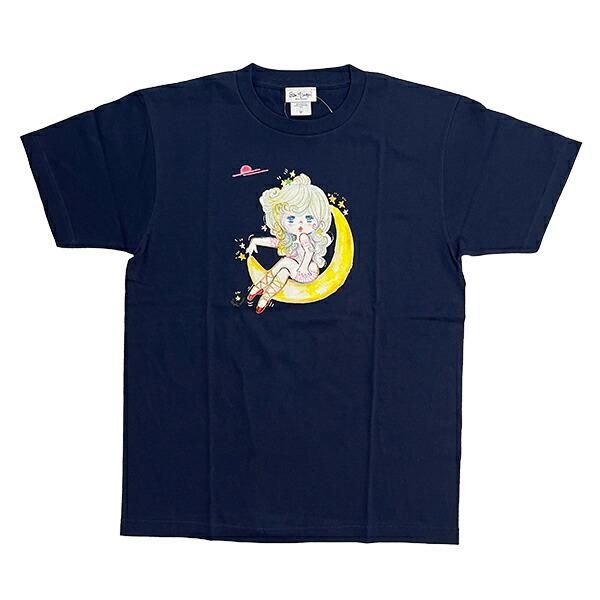 水森亜土 ツキ 半袖Tシャツ(M) メトロブルー アパレル