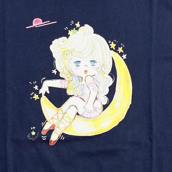 水森亜土 ツキ 半袖Tシャツ(M) メトロブルー アパレル