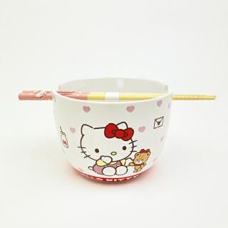 <img class='new_mark_img1' src='https://img.shop-pro.jp/img/new/icons15.gif' style='border:none;display:inline;margin:0px;padding:0px;width:auto;' />サンリオ ハローキティ 陶器製ボウル箸セット いつもいっしょのお友だちシリーズ Sanrio