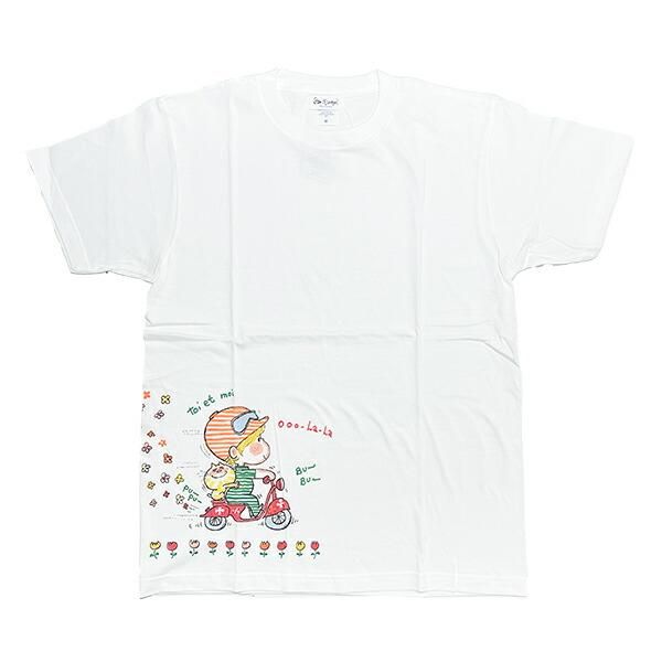m. 半袖 ホワイト M 水森亜土 スクーター 半袖Tシャツ(M) ホワイト アパレル