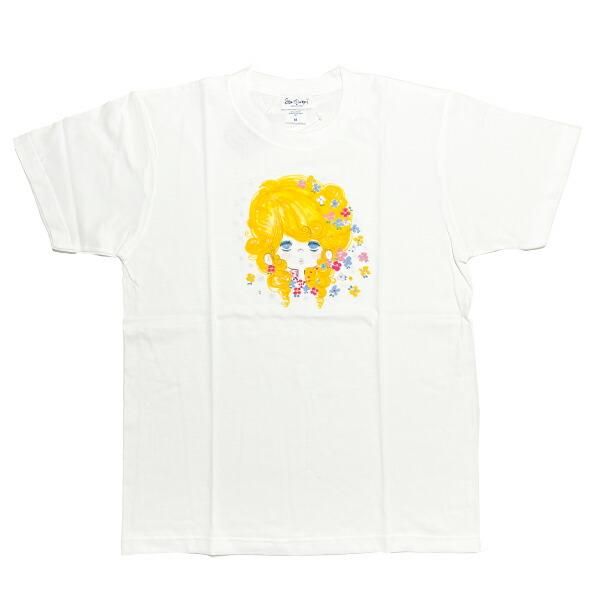 水森亜土 ウサギ＆ガール 半袖Tシャツ(M) ホワイト アパレル