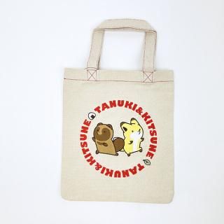 タヌキとキツネ 刺繍A4トートバッグ