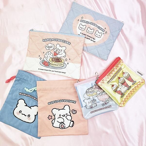 サンリオ はなまるおばけ フラットスクエアポーチ ブルー Sanrio