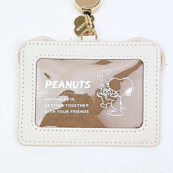 スヌーピー リール付きカードホルダー パスケース ブラウン SNOOPY