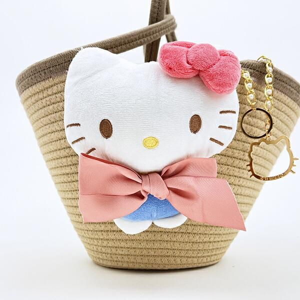 サンリオ　ハローキティ カゴバッグ 竹籠　カバン　籠　かご　巾着　新品タグ付き sanrioサンリオキャラクターズ/ハローキティラタンバッグ