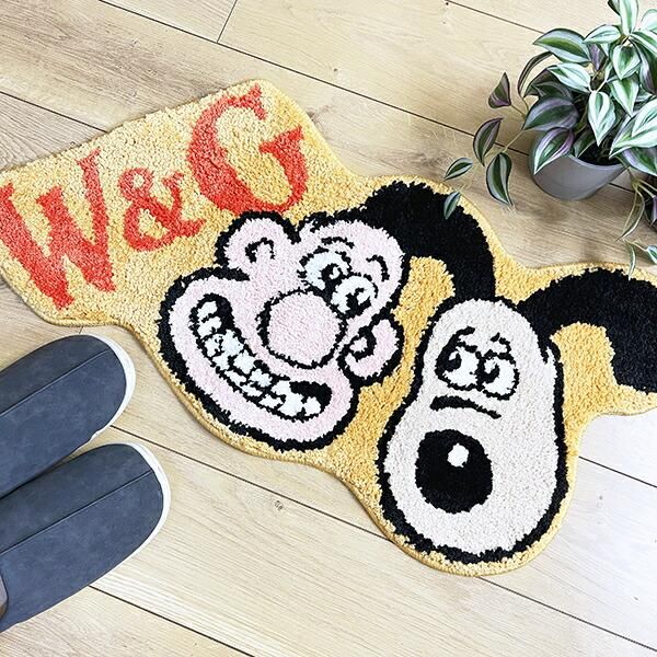 アンティークヒマラヤクルミ材のWELCOME LADYはインテリアの置物 ウォレスとグルミット ラグマット (A)