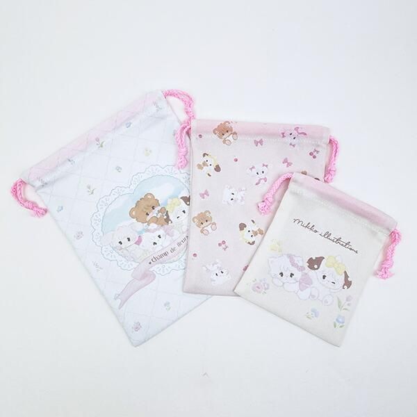 【限定値下げ】Mikko Illustrations 巾着 ハンドタオル 新品 mikko illustrations ミッコ 3P巾着