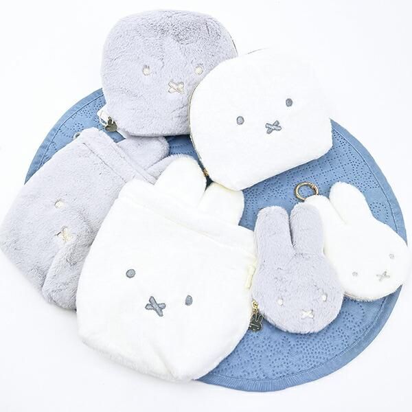 ミッフィー　ポーチタイプぬいぐるみ 白/青 ミッフィー miffy ポーチ (グレー) フェイスシリーズ