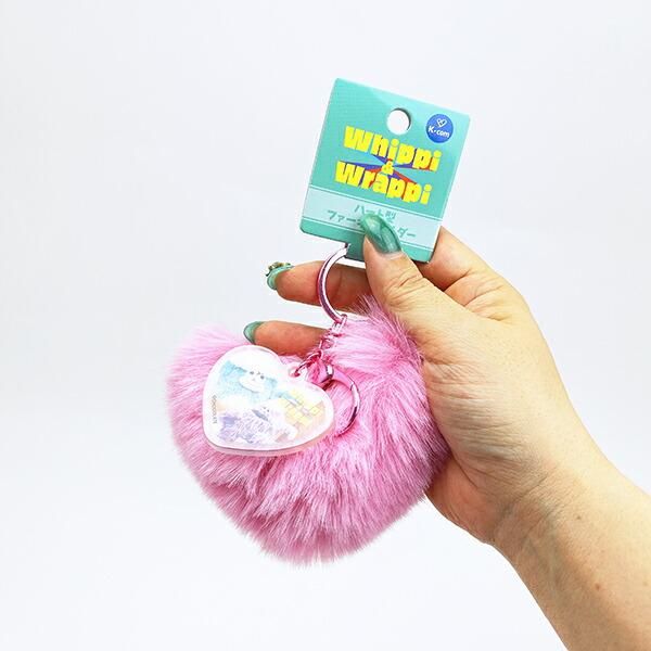 ホイッピ&ラッピ ハート型ファーキーホルダー ピンク Whippi＆Wrappi