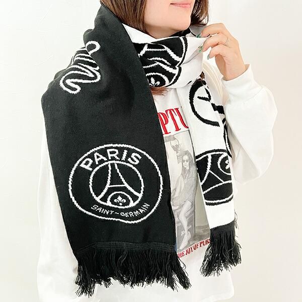 新品未使用　ジャンポールゴルチエ マフラー　黒白　メジャー柄 パリサンジェルマン マフラー ブラック アパレル