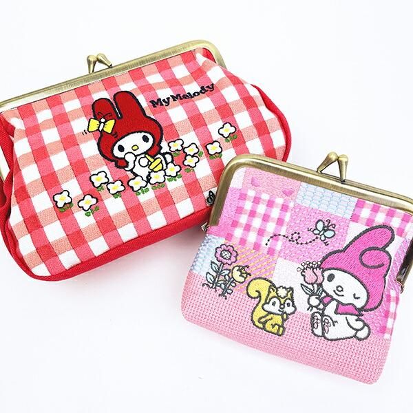 三味線　中棹カスタム　(ひよんサンリオマイメロガマ口仕様) サンリオ マイメロディ がま口 畳刺繍ミニポーチ Sanrio