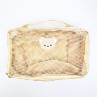 <img class='new_mark_img1' src='https://img.shop-pro.jp/img/new/icons15.gif' style='border:none;display:inline;margin:0px;padding:0px;width:auto;' />リラックマ フェイス 圧縮ポーチ ベージュ 旅行 トラベル