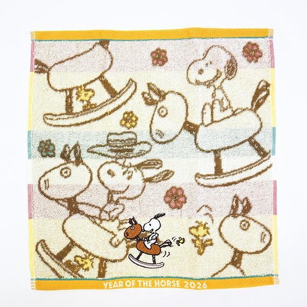 スヌーピーさん専用 スヌーピー ウォッシュタオル Zodiac horse(午) アイボリー ハンカチ