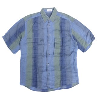 <img class='new_mark_img1' src='https://img.shop-pro.jp/img/new/icons47.gif' style='border:none;display:inline;margin:0px;padding:0px;width:auto;' />Xacvs Collection S/S Cotton Linen Shirt - Navy/Green - Vintage