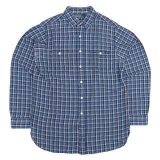 <img class='new_mark_img1' src='https://img.shop-pro.jp/img/new/icons5.gif' style='border:none;display:inline;margin:0px;padding:0px;width:auto;' />Polo Ralph Lauren Cotton Linen L/S Plaid Shirt - Navy/Blue - Vintage