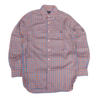 <img class='new_mark_img1' src='https://img.shop-pro.jp/img/new/icons5.gif' style='border:none;display:inline;margin:0px;padding:0px;width:auto;' />Polo Ralph Lauren Cotton L/S Plaid Shirt - Orange/Blue - Vintage