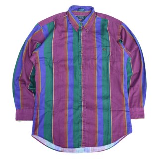 <img class='new_mark_img1' src='https://img.shop-pro.jp/img/new/icons5.gif' style='border:none;display:inline;margin:0px;padding:0px;width:auto;' />Chaps Ralph Lauren Cotton Stripe L/S Shirt - Burgundy/Purple - Vintage