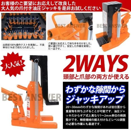 ジャッキ 油圧ジャッキ 爪つき油圧ジャッキ 爪部2.5t ヘッド部5t ジャッキ 油圧ジャッキ 爪つき油圧ジャッキ 爪部2.5t ヘッド部5t