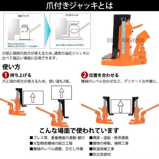 ジャッキ 油圧ジャッキ 爪つき油圧ジャッキ 爪部2.5t ヘッド部5t ジャッキ 油圧ジャッキ 爪つき油圧ジャッキ 爪部2.5t ヘッド部5t
