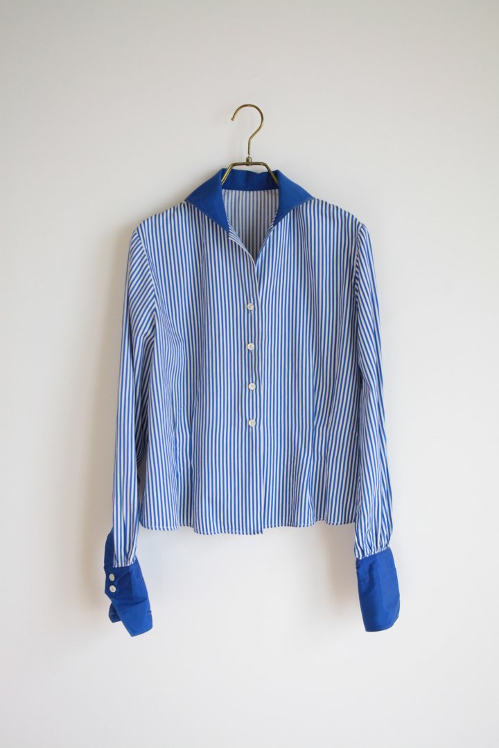 70s Blue Striped Shirt