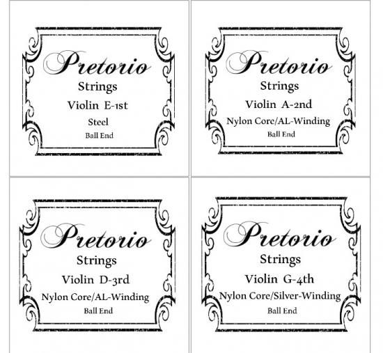 Pretorio 4/4バイオリン弦セット E線スチール ボールエンド Pretorio 4/4バイオリン弦セット E線スチール ボールエンド