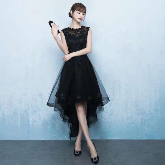 花柄刺繍レースコートドレス　黒