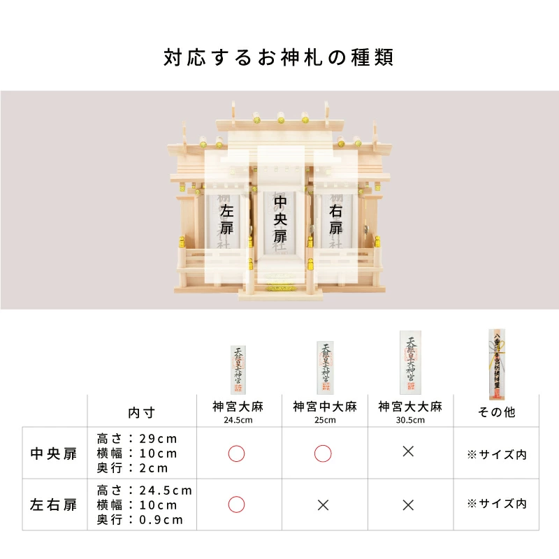 屋根違い三社 若葉 小 神棚セット | お祀り必需品 - 神棚・神具 屋根違い三社 若葉 小 神棚セット | お祀り必需品 - 神棚・神具