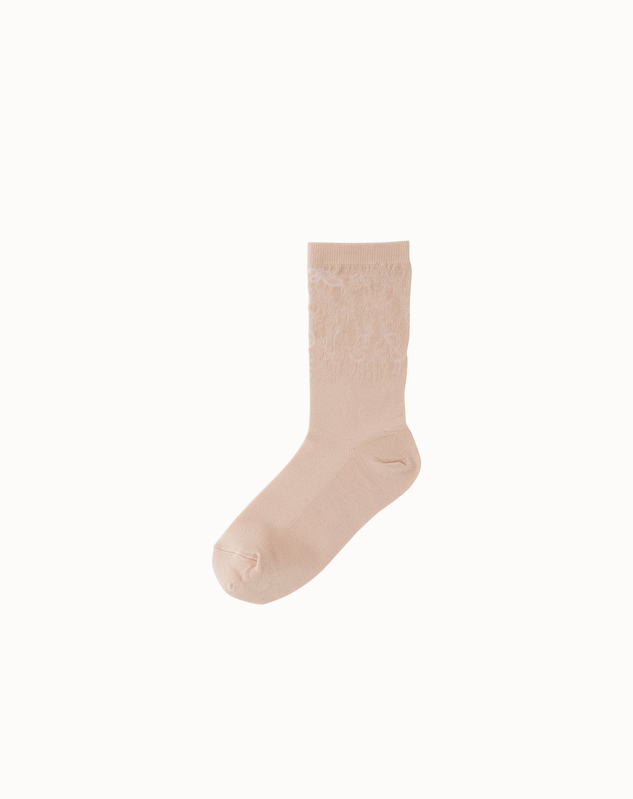 leur logette - Silk Cotton Lace Pattern Socks - Beige