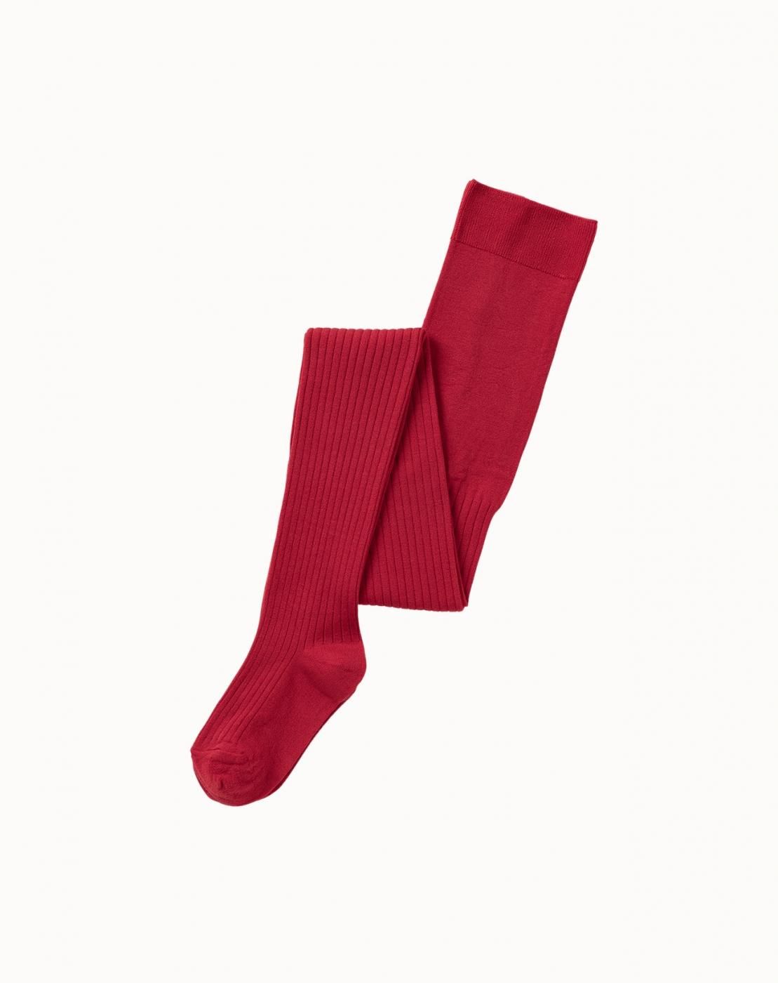 leur logette - Silk Rib Tights - Red