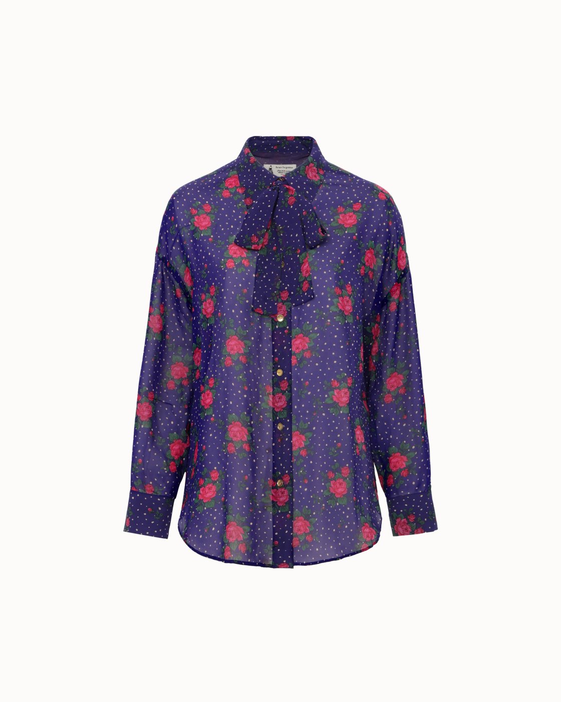 leur logette - Dot Rose Flower Blouse - 201 Purple