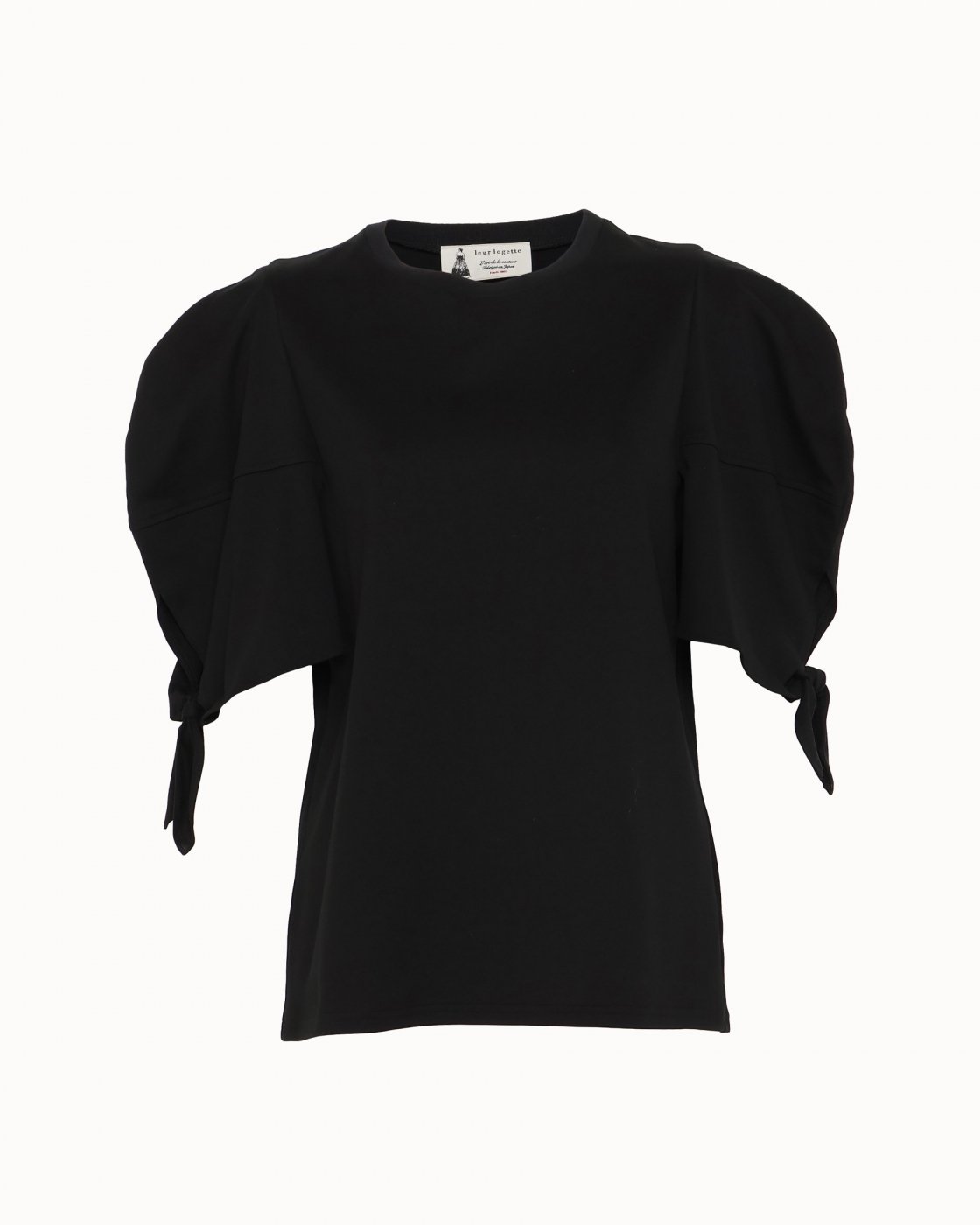 leur logette - <img class='new_mark_img1' src='https://img.shop-pro.jp/img/new/icons1.gif' style='border:none;display:inline;margin:0px;padding:0px;width:auto;' />Lotus Short Sleeve Tops - Black