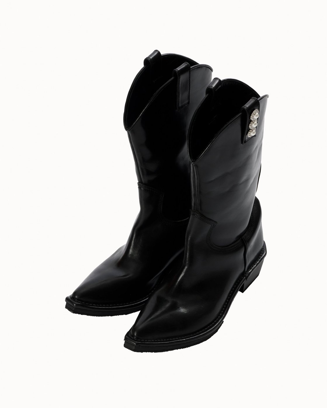 leur logette - Cow Leather Western Boots - Black