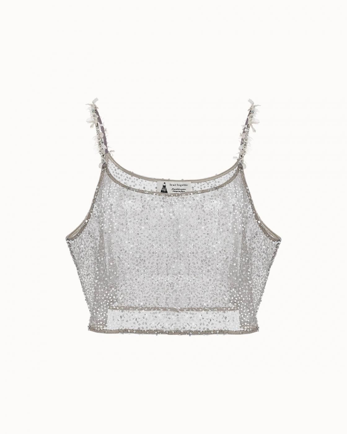 leur logette - Beads Lace Embroidery Camisole -Silver