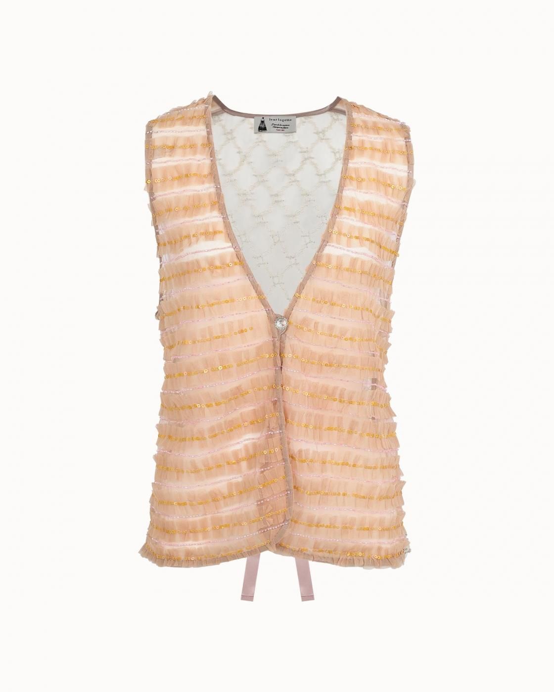leur logette - Cookie Tulle Embroidery Vest - Beige