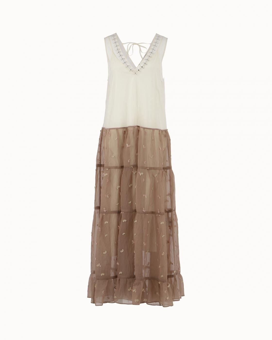 leur logette - Petal Embroidery Dress - Beige