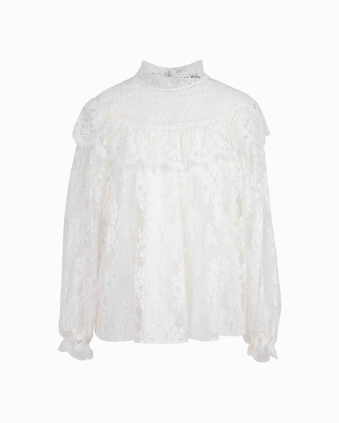 leur logette - Lace Blouse - White