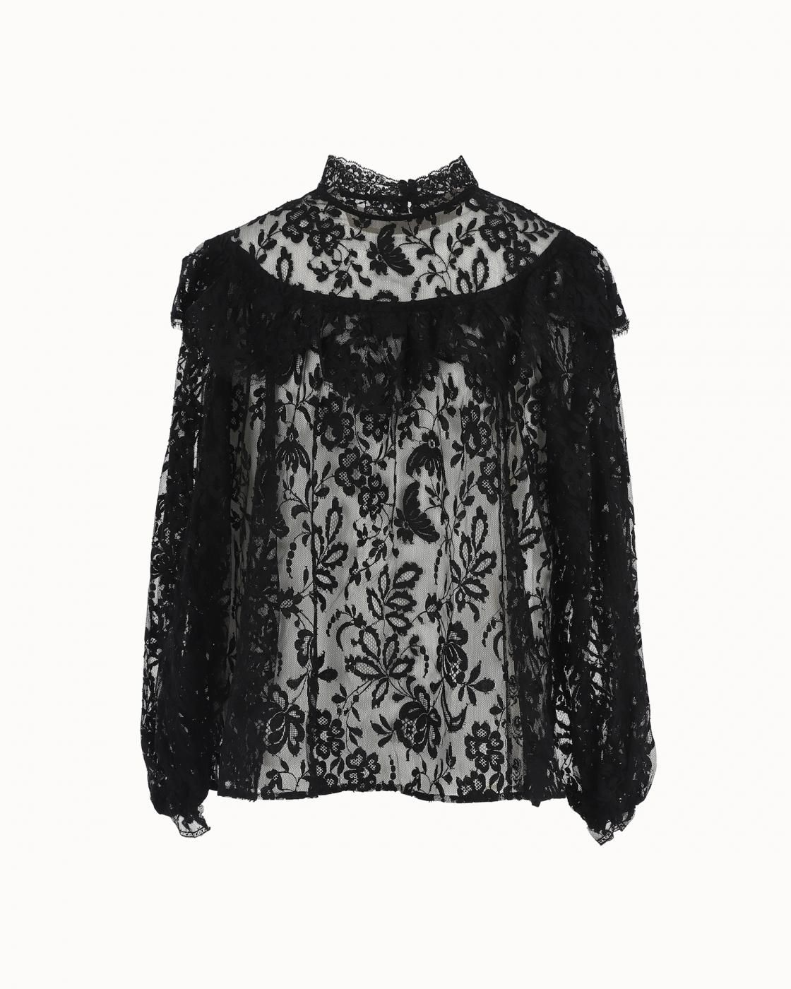 leur logette - Lace Blouse - Black