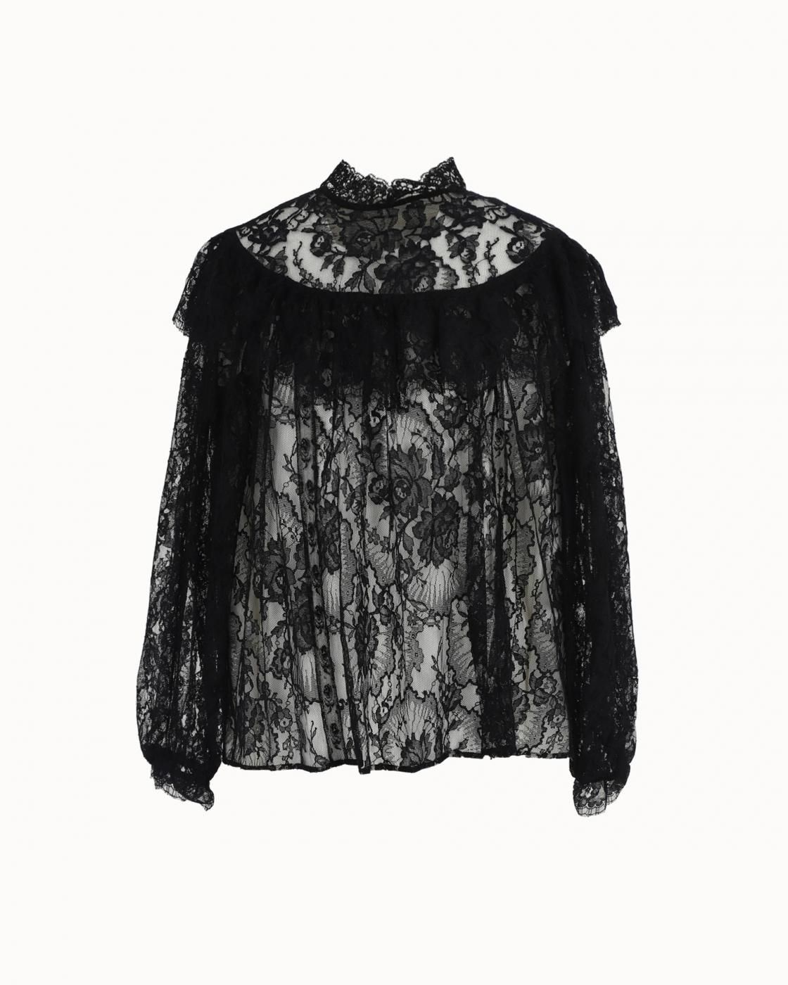 leur logette - Lace Blouse - Black