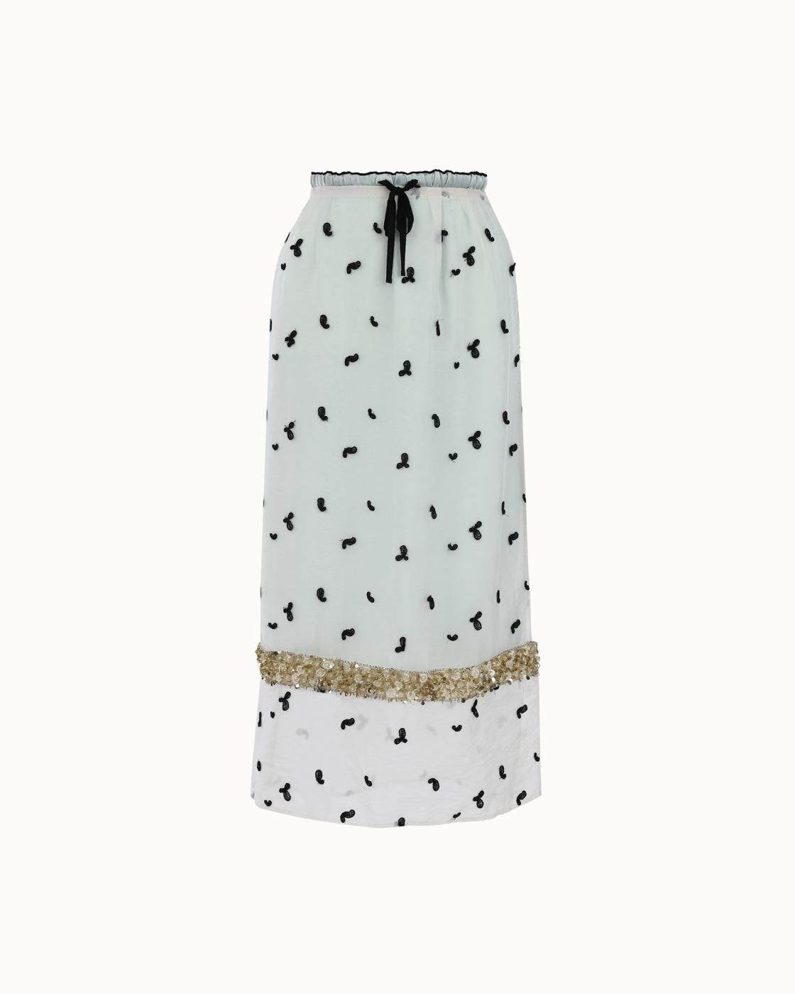 leur logette - <img class='new_mark_img1' src='https://img.shop-pro.jp/img/new/icons1.gif' style='border:none;display:inline;margin:0px;padding:0px;width:auto;' />Petal Embroidery Skirt - Off White