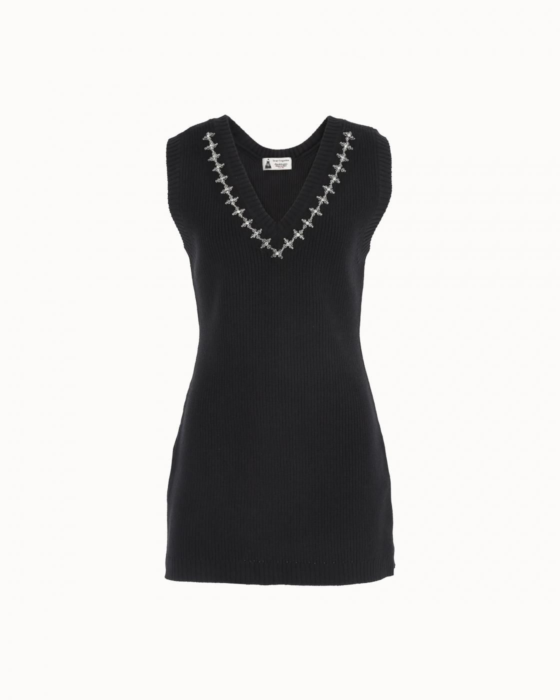 leur logette - <img class='new_mark_img1' src='https://img.shop-pro.jp/img/new/icons1.gif' style='border:none;display:inline;margin:0px;padding:0px;width:auto;' />Bulky Cotton Vest - Black