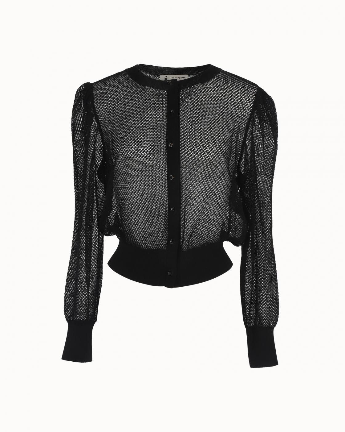 leur logette - <img class='new_mark_img1' src='https://img.shop-pro.jp/img/new/icons1.gif' style='border:none;display:inline;margin:0px;padding:0px;width:auto;' />Cotton Cardigan  Black